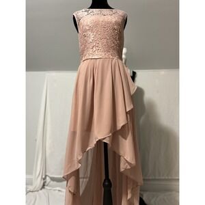 BeryLove Dusty Rose Lace Chiffon High-low Dress Sz S NWT Prom Bridesmaid #6